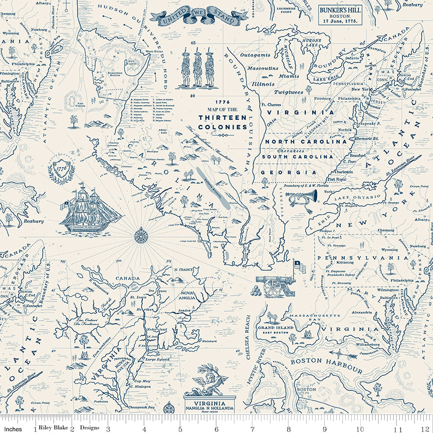Independence Colonial Map Cream by Riley Blake Designs