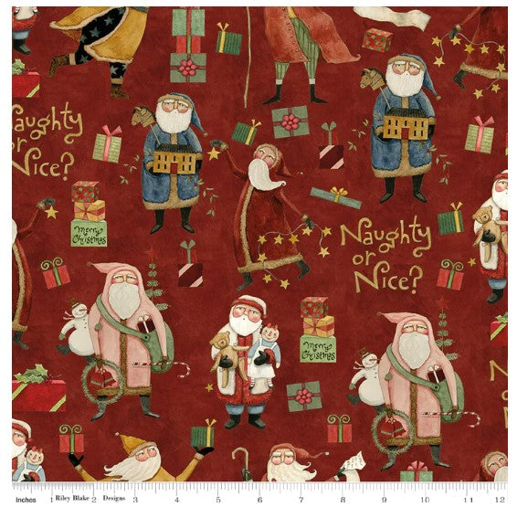 Naughty or Nice Main Red by Teresa Kogut for Riley Blake Designs