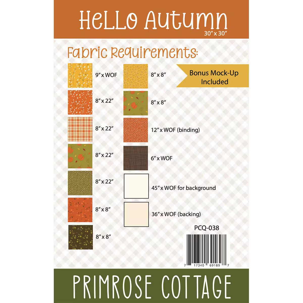Hello Autumn Quilt Pattern by Primrose Cottage