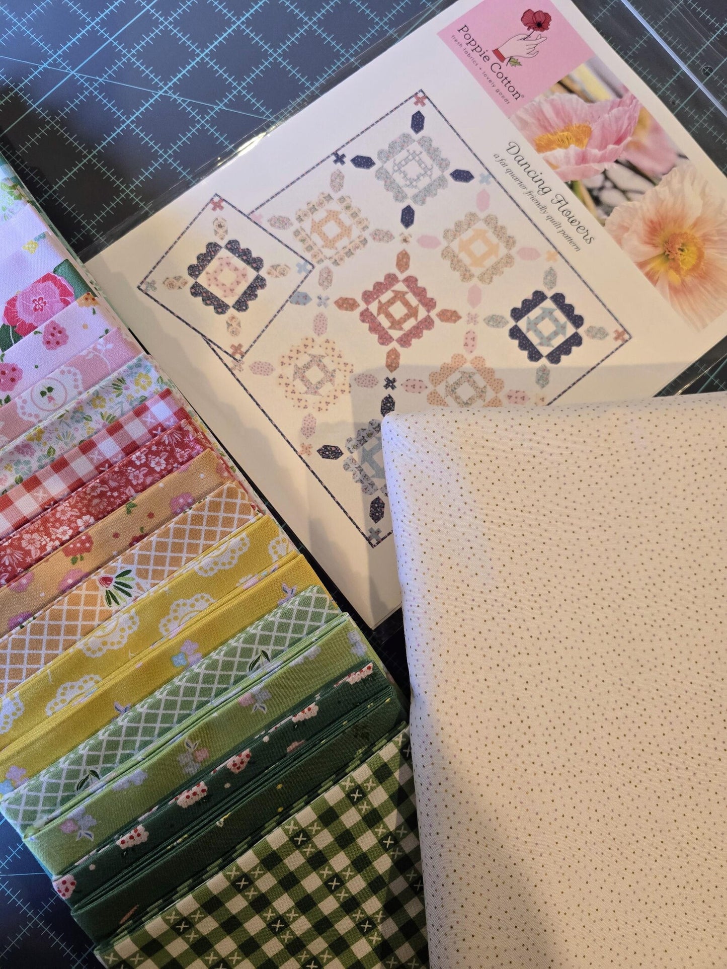 Dancing Flowers quilt kit featuring Summer Skies and Fireflies by Gracey Larson