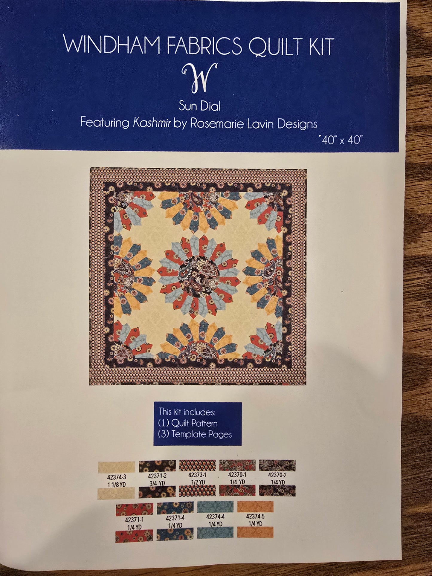 Sun Dial Quilt Kit featuring Kashmir by Rosemarie Lavin Designs