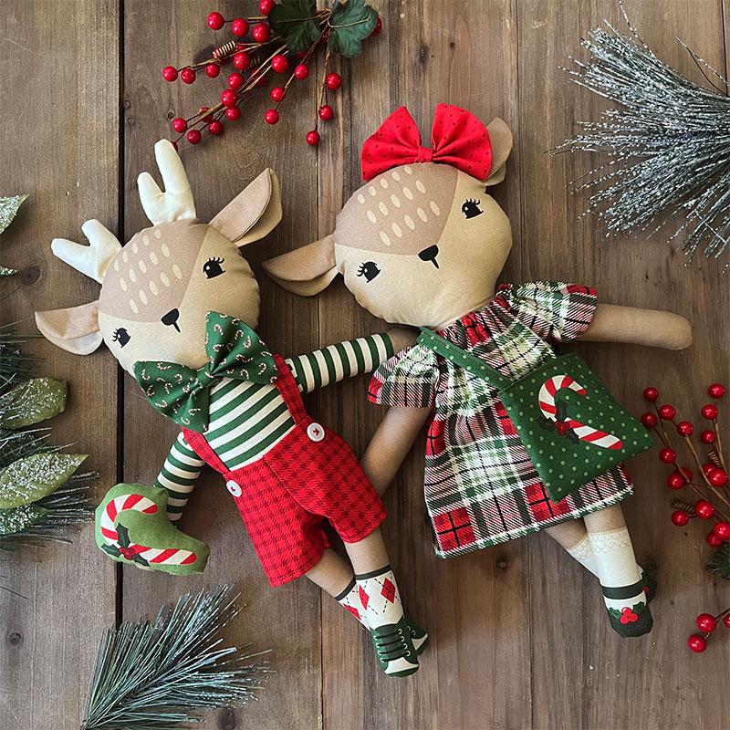 Holiday Cheer Reindeer Stuffies Panel by Stacy Iest Hsu