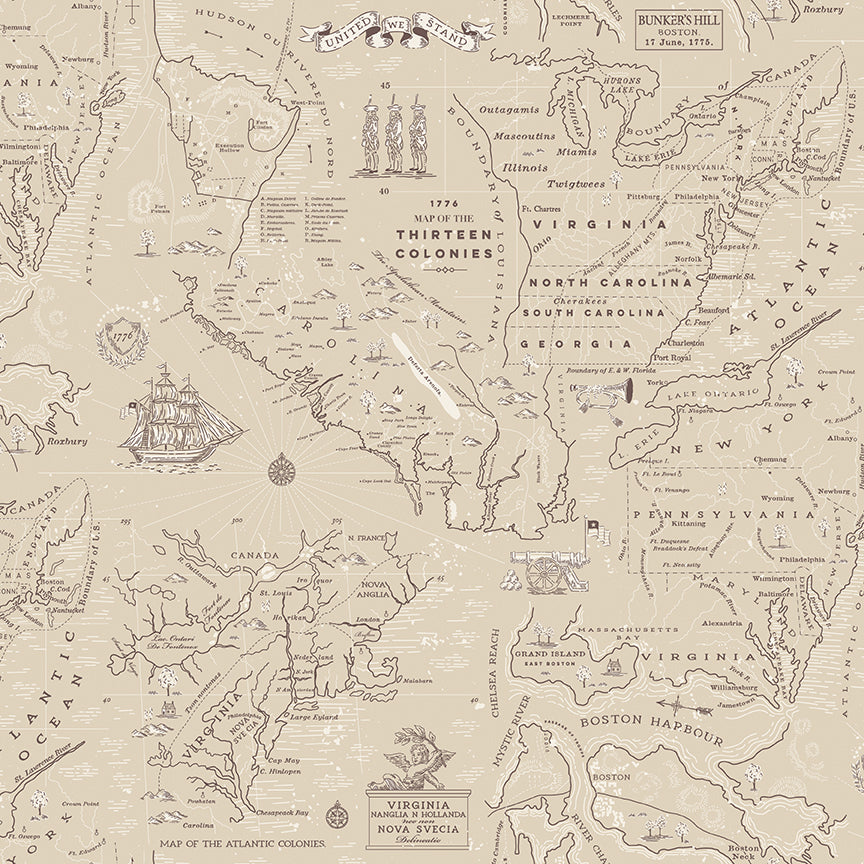 Independence Colonial Map Beige by Riley Blake Designs