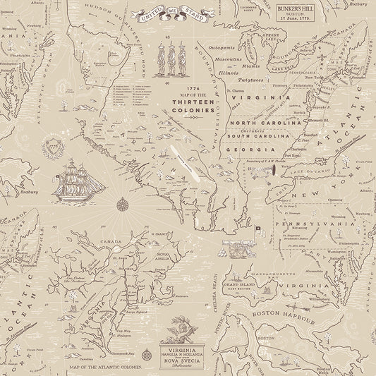 Independence Colonial Map Beige by Riley Blake Designs