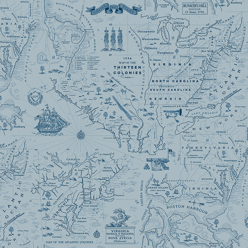 Independence Colonial Map Blue by Riley Blake Designs