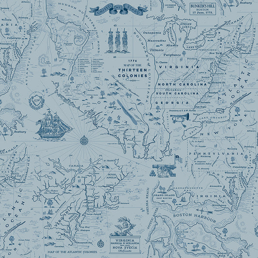 Independence Colonial Map Blue by Riley Blake Designs
