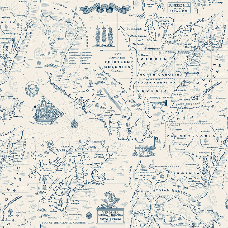 Independence Colonial Map Cream by Riley Blake Designs
