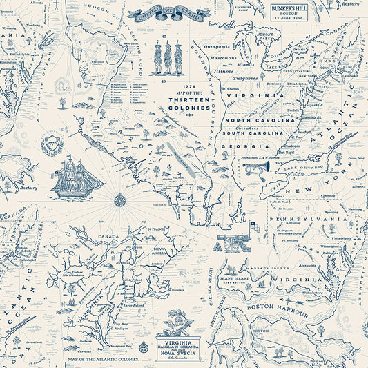 Independence Colonial Map Cream by Riley Blake Designs