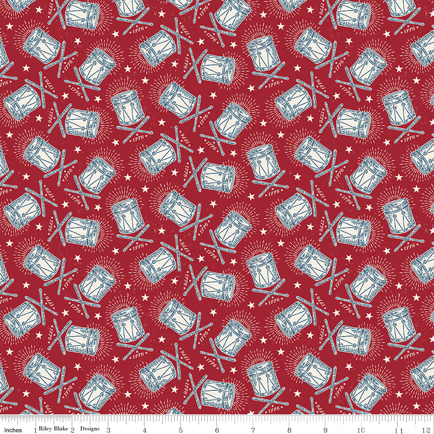 Independence Drums Cherry Tart by Riley Blake Designs
