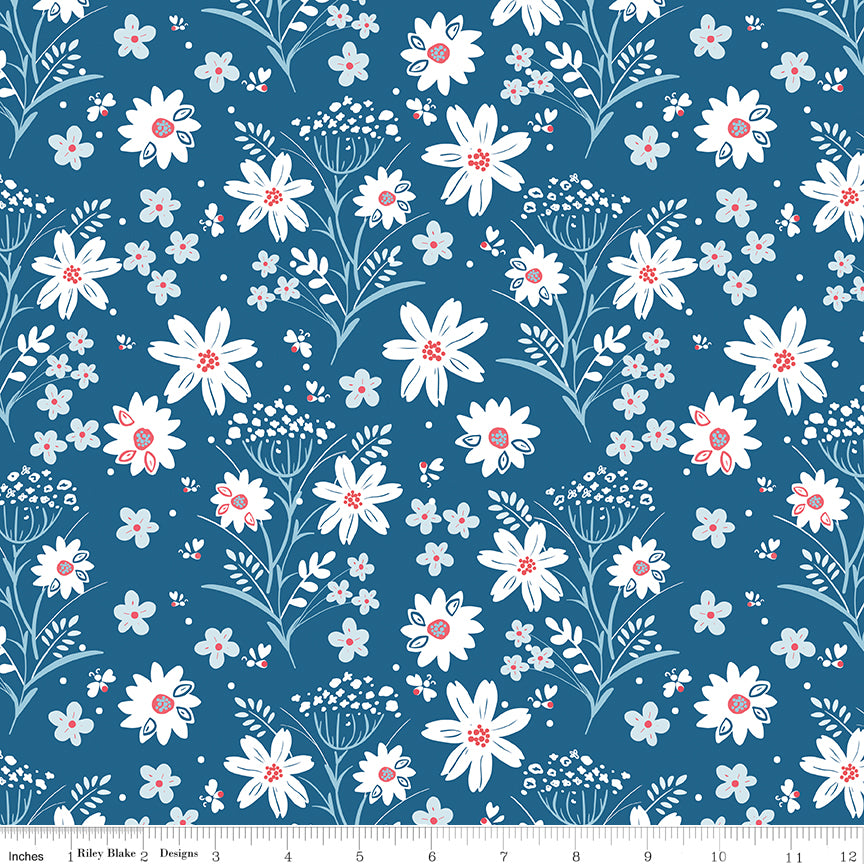 Firework Fields Main Coastal Blue by Gracey Larson