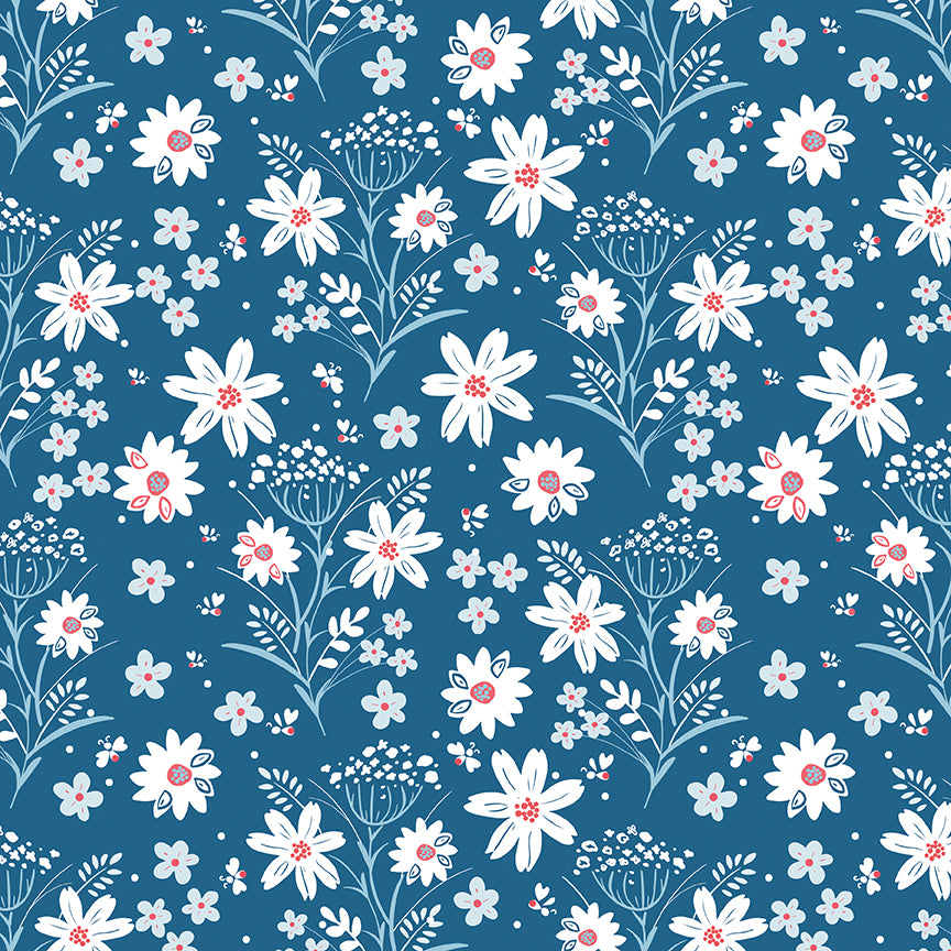 Firework Fields Main Coastal Blue by Gracey Larson