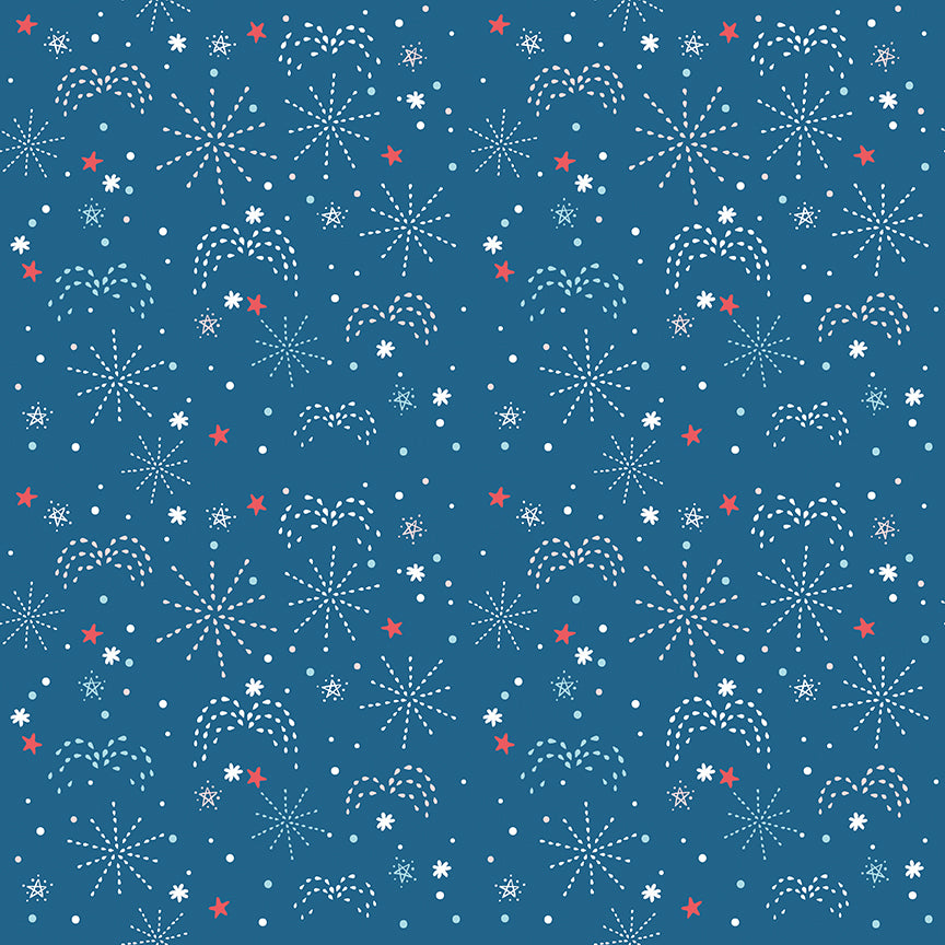 Firework Fields Fireworks Coastal Blue by Gracey Larson