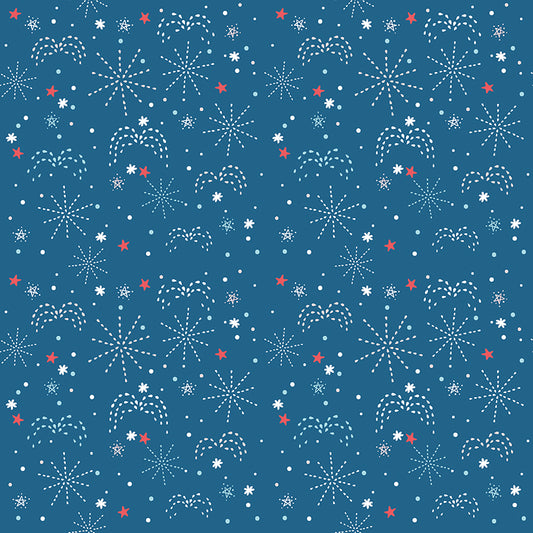 Firework Fields Fireworks Coastal Blue by Gracey Larson