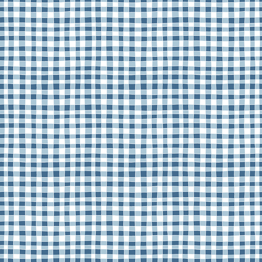 Firework Fields Gingham Blue by Gracey Larson