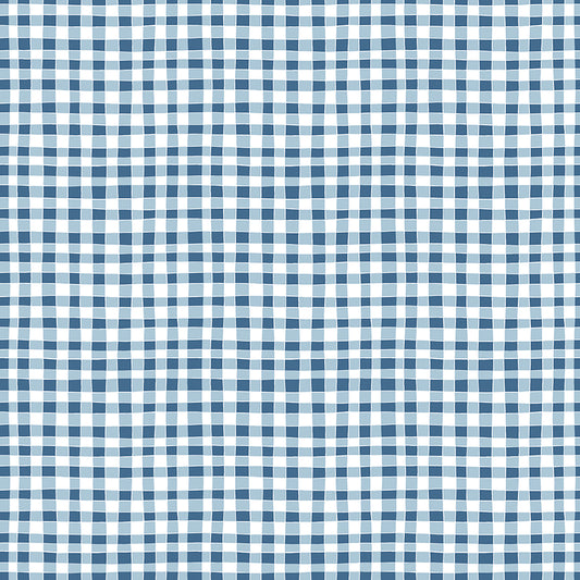 Firework Fields Gingham Blue by Gracey Larson