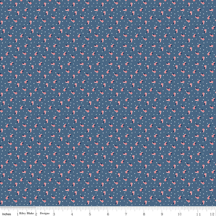 Seasonal Basics Grand Ol' Flag Denim By Riley Blake Designs