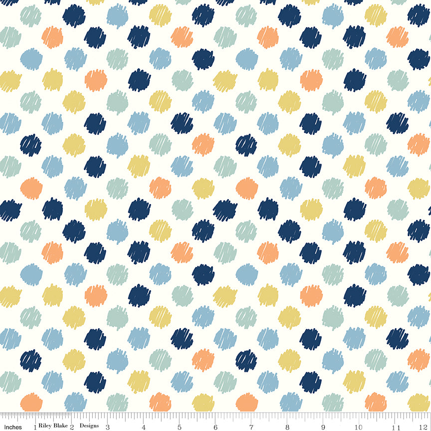Love You to the Moon Dots Multi by Echo Park Paper Co - FLANNEL