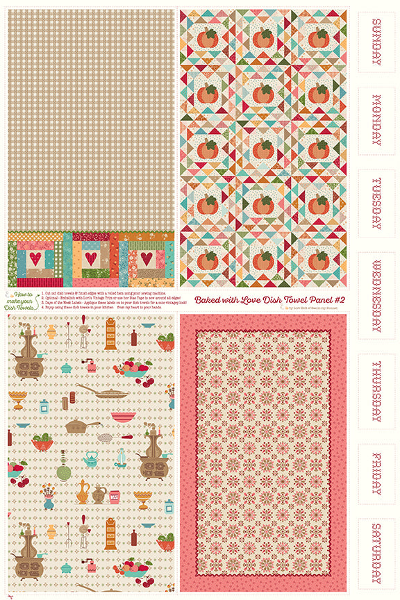 Baked With Love Home Dec Dish Towel Panel #2 by Lori Holt