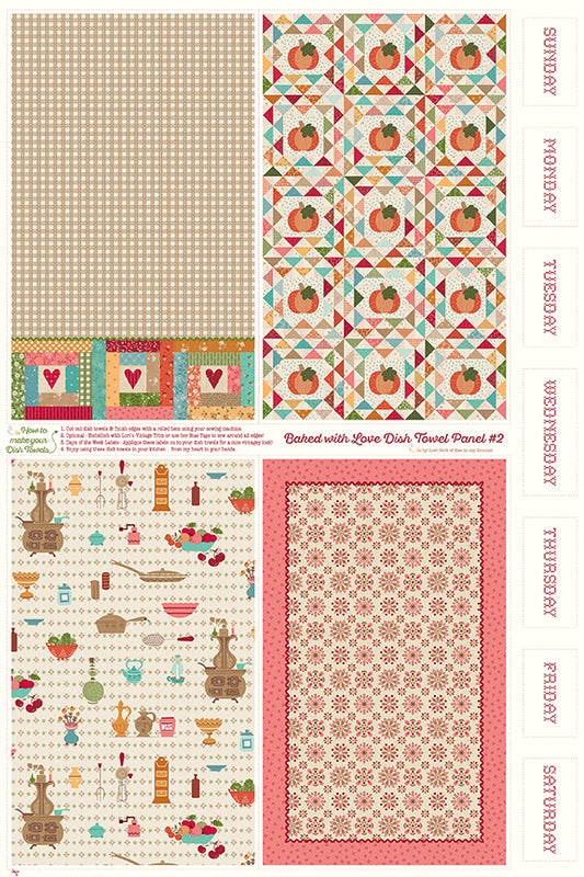 Baked With Love Home Dec Dish Towel Panel #2 by Lori Holt