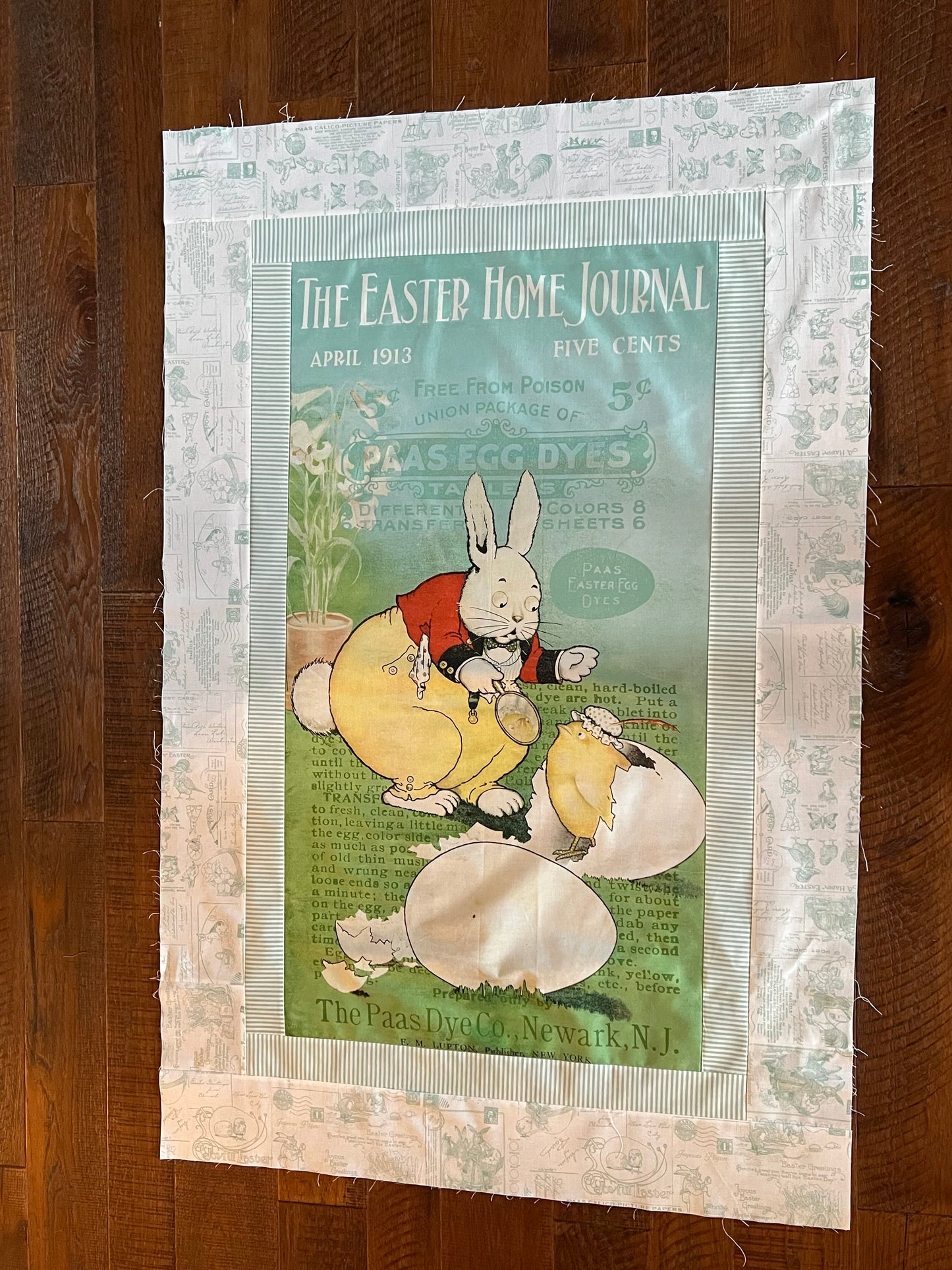 The Easter Home Journal Main Panel Quilt Kit featuring Egg Hunt - AQUA version - by J. Wecker Frisch