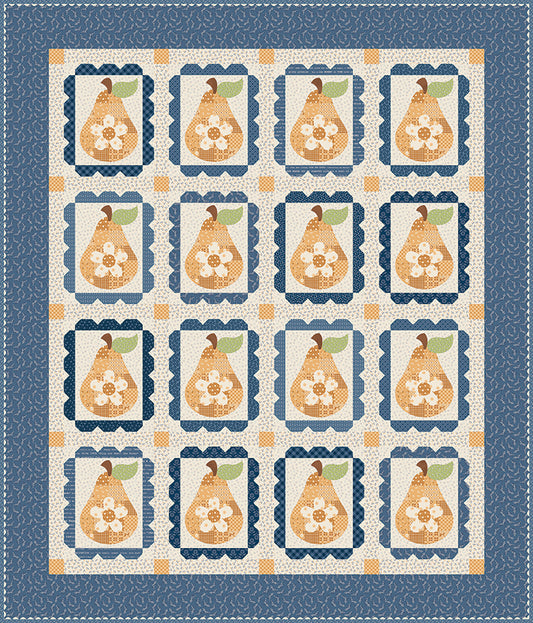 Sweet Golden Pears Quilt Kit featuring Denim & Daisy by Lori Holt