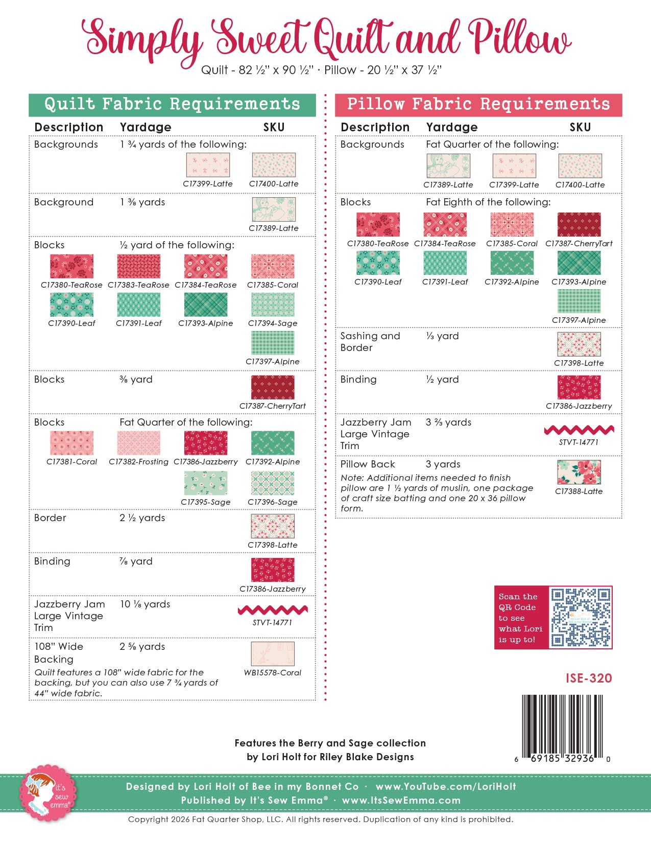 Simply Sweet Quilt Kit by Lori Holt featuring Berry & Sage