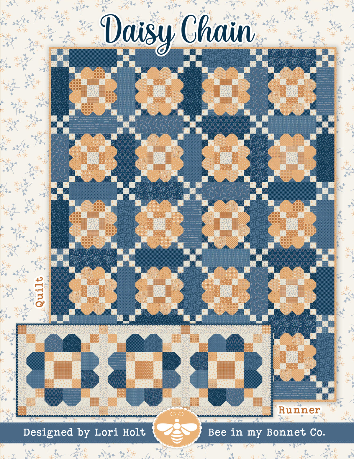 Daisy Chain Quilt kit featuring Denim and Daisy fabrics by Lori Holt