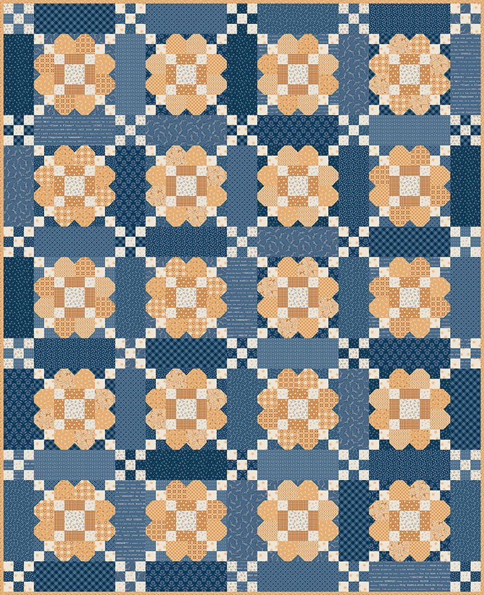Daisy Chain Quilt kit featuring Denim and Daisy fabrics by Lori Holt
