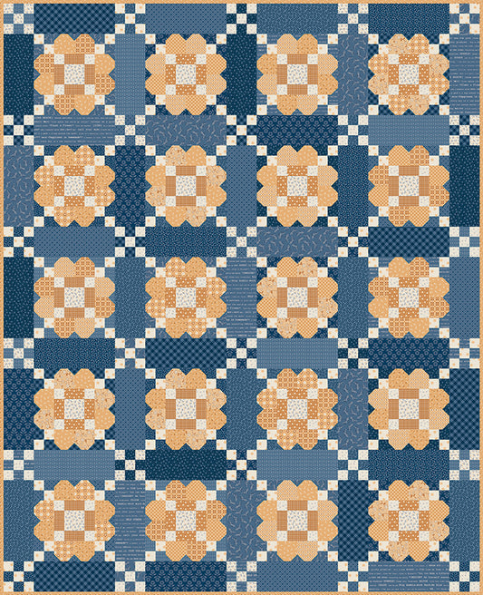 Daisy Chain Quilt kit featuring Denim and Daisy fabrics by Lori Holt