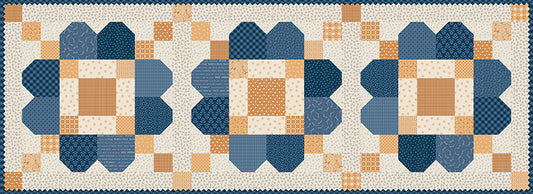 Daisy Chain Runner kit featuring Denim and Daisy fabrics by Lori Holt