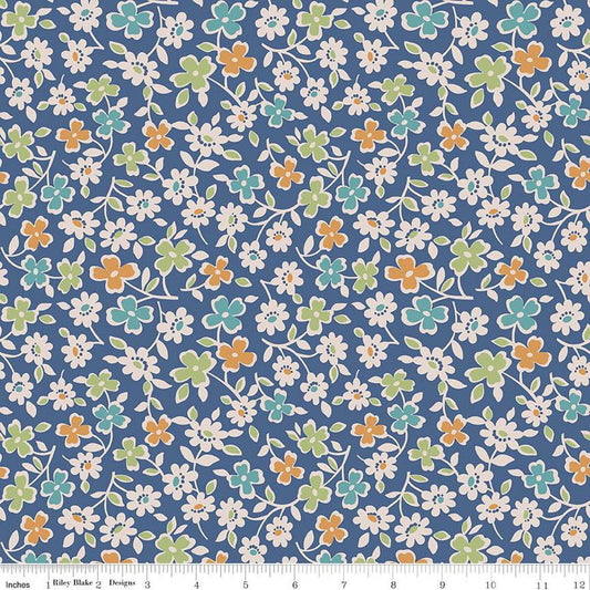 Autumn Cosmos Denim Wide Back 108" by Lori Holt