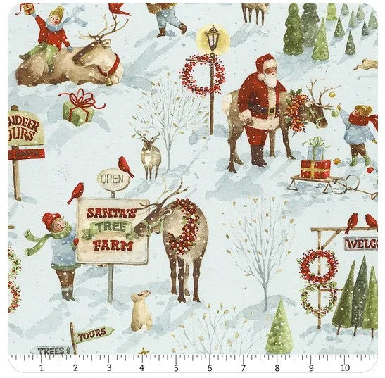 Santa's Tree Farm Sky Main Yardage by Lisa Audit for Riley Blake Designs