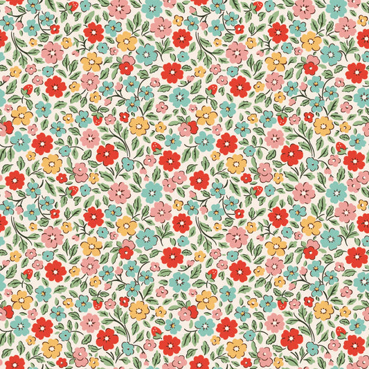 Country Flowers Multi from Farmhouse Fancy for Poppie Cotton