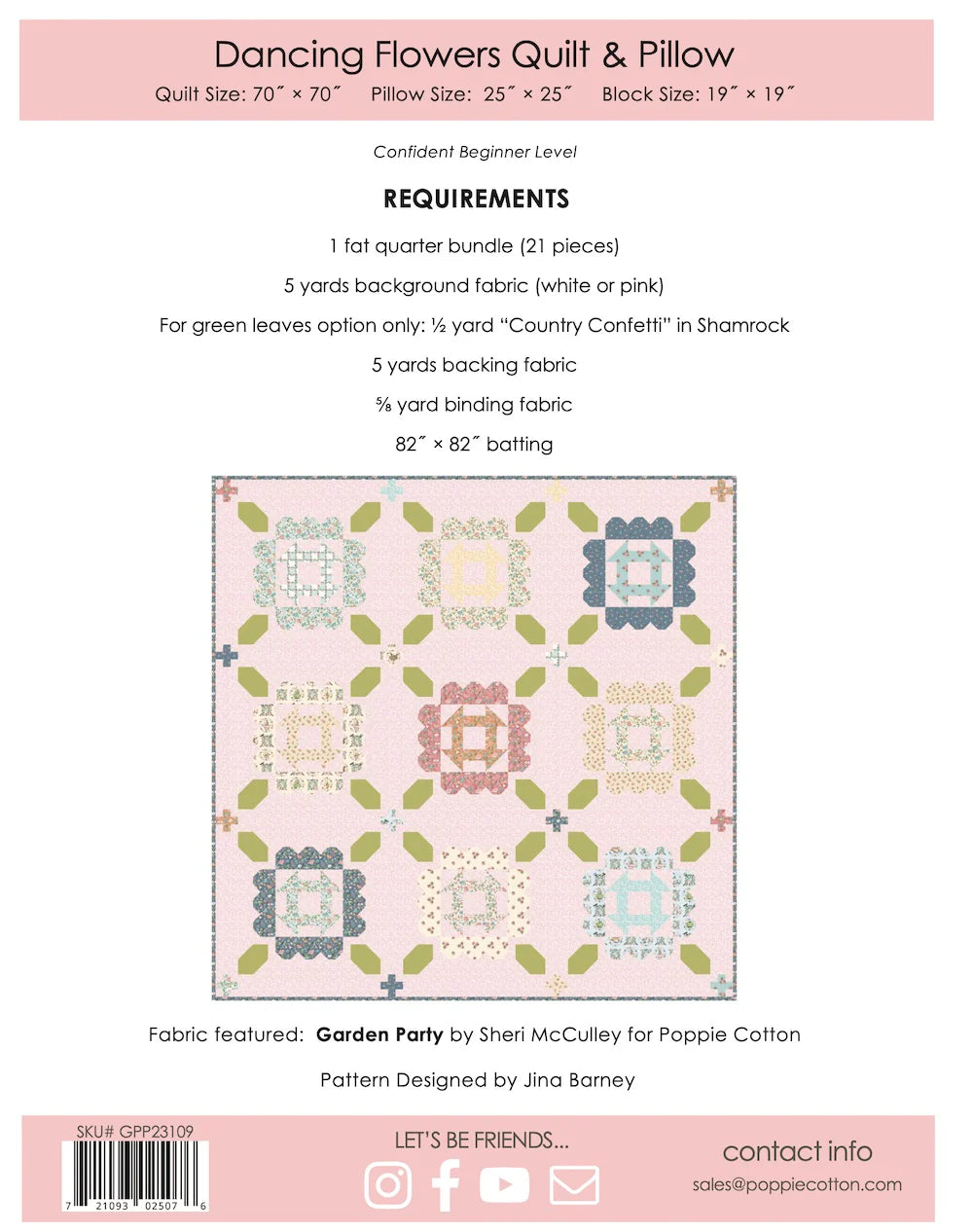 Dancing Flowers quilt kit featuring Summer Skies and Fireflies by Gracey Larson