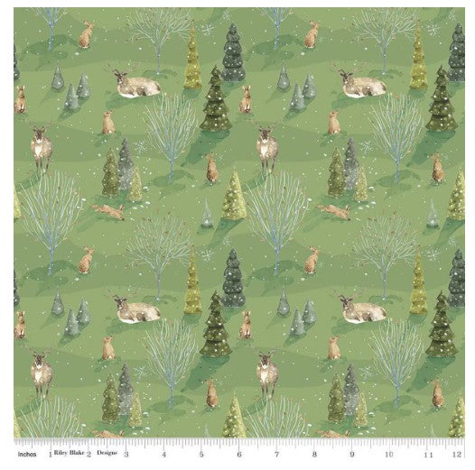 Santa's Tree Farm Woodland Green by Lisa Audit for Riley Blake Designs