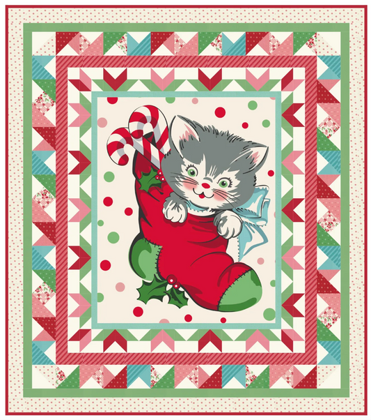 Henrietta quilt kit featuring Kitty Christmas by Urban Chiks for Moda