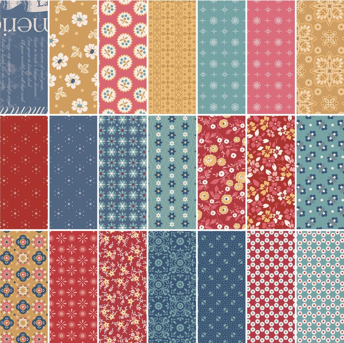 Americana 1-Yard Denim Bundle by Lori Holt, 21 pieces
