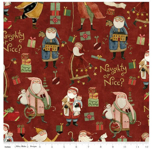 Naughty or Nice Main Red by Teresa Kogut for Riley Blake Designs