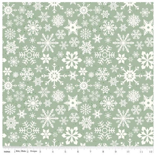 Mistletoe & Holly Snowflakes in Sage by Beverly McCullough