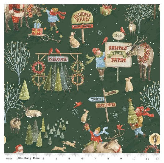 Santa's Tree Farm Main Forest by Lisa Audit for Riley Blake Designs