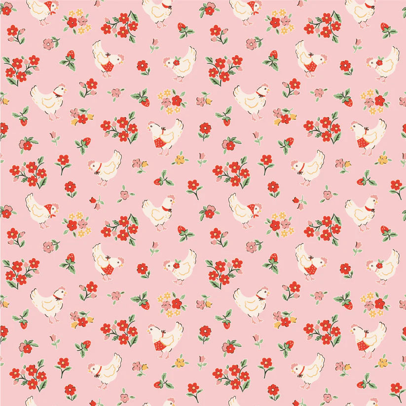 Spring Chicken Pink from Farmhouse Fancy by Elea Lutz for Poppie Cotton