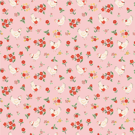Spring Chicken Pink from Farmhouse Fancy by Elea Lutz for Poppie Cotton